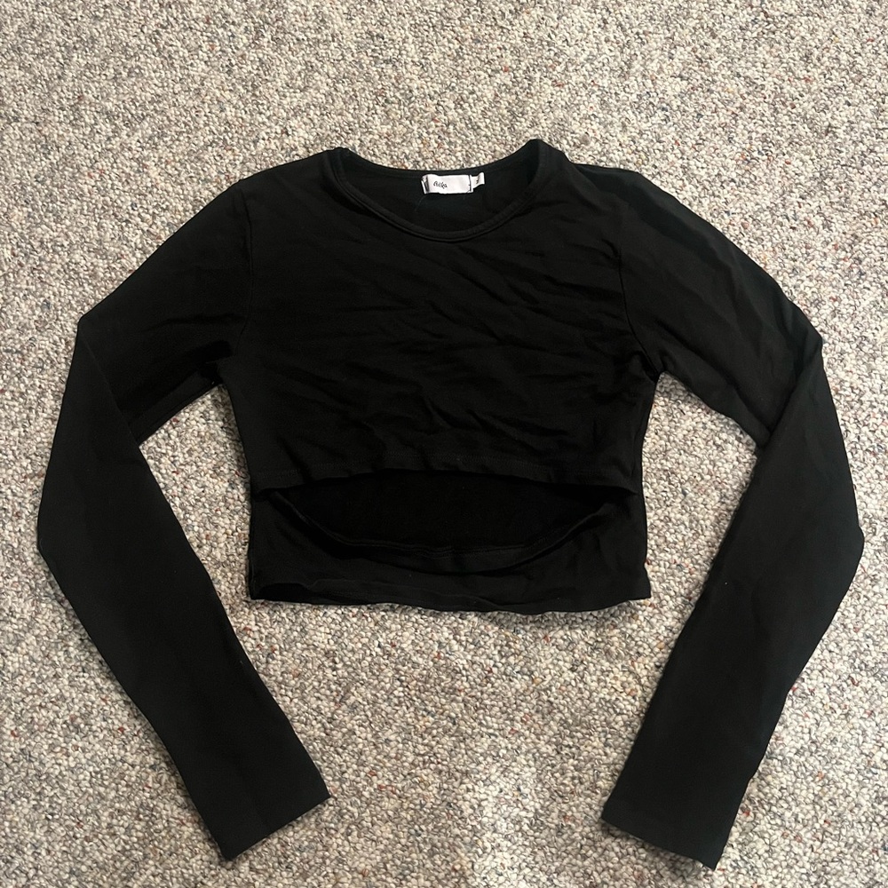 Adika Black Long Sleeve Cut Out Top - Picture 4 of 4